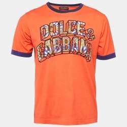 Pre Owned Dolce & Gabbana Red/Blue Jersey Crociata T-Shirt S