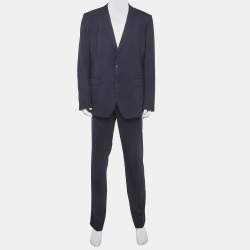 Pre Owned Dolce & Gabbana Navy Blue Wool Regular Fit Suit XL