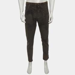 Pre Owned Dolce & Gabbana Brown Denim Distressed Jeans XL/Waist 34"