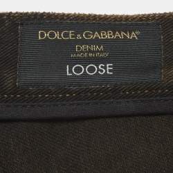 Pre Owned Dolce & Gabbana Brown Denim Distressed Jeans XL/Waist 34"