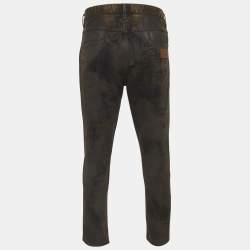 Pre Owned Dolce & Gabbana Brown Denim Distressed Jeans XL/Waist 34"