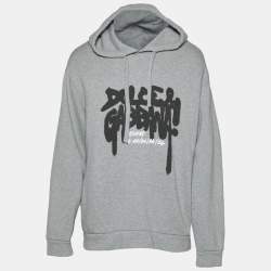Pre Owned Dolce & Gabbana Grey Graffiti Logo Print Jersey Hoodie M