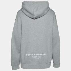 Pre Owned Dolce & Gabbana Grey Graffiti Logo Print Jersey Hoodie M