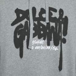 Pre Owned Dolce & Gabbana Grey Graffiti Logo Print Jersey Hoodie M