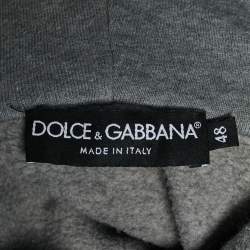 Pre Owned Dolce & Gabbana Grey Graffiti Logo Print Jersey Hoodie M
