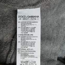 Pre Owned Dolce & Gabbana Grey Graffiti Logo Print Jersey Hoodie M