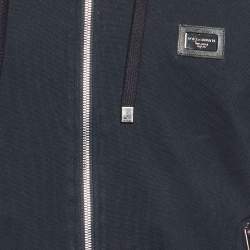 Pre Owned Dolce & Gabbana Navy Blue Cotton Zip Up Hoodie S