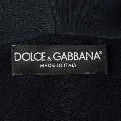 Pre Owned Dolce & Gabbana Navy Blue Cotton Zip Up Hoodie S