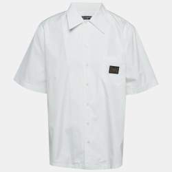 مملوكة مسبقًا قميص دولتشي آند غابانا أبيض قطن بأكمام قصيرة مقاس كبير جدًا جدًا جدًا