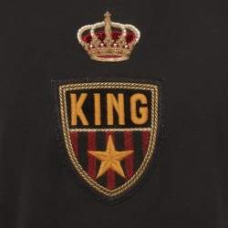 Pre Owned Dolce & Gabbana Black Jersey Crest Applique T-Shirt XL
