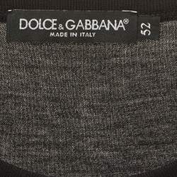 Pre Owned Dolce & Gabbana Black Jersey Crest Applique T-Shirt XL