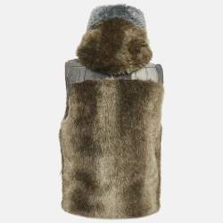 Pre Owned فيست دولتشي أند غابانا حافة فرو رمادي جينز مقاس وسط (ميديوم)