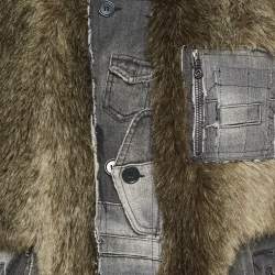 Pre Owned فيست دولتشي أند غابانا حافة فرو رمادي جينز مقاس وسط (ميديوم)