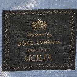 Pre Owned بليزر دولتشي آند غابانا مزدوج الصف بنقشة مربعات زرقاء مقاس متوسط 