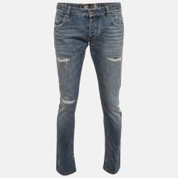 مملوكة مسبقًا Dolce & Gabbana Blue Denim Distressed Jeans M/Waist 33"