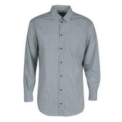 Pre Owned قميص دولتشي أند غابانا غولد مونوكرومي طباعة دوائر أكمام طويلة أزرار أمامية XL