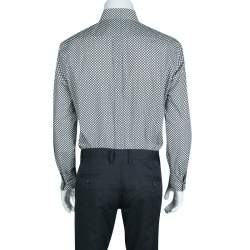 Pre Owned قميص دولتشي أند غابانا غولد مونوكرومي طباعة دوائر أكمام طويلة أزرار أمامية XL