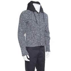 Pre Owned Dolce & Gabbana Grey Melange Wool Quilted Vest Underlay Zip Front Hooded Jacket S