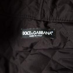 Pre Owned Dolce & Gabbana Grey Melange Wool Quilted Vest Underlay Zip Front Hooded Jacket S