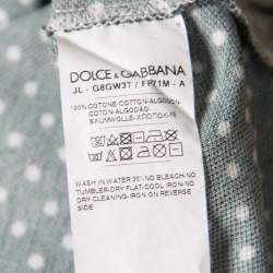Pre Owned Dolce & Gabbana Green and White Printed Polka Dotted Knit Polo T-Shirt M