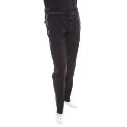 مملوكة مسبقًا Dolce & Gabbana Black Wool Drawstring Detail Track Pants S