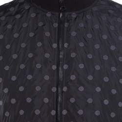 Pre Owned Dolce & Gabbana Black Polka Dot Embroidered Zip Front Bomber Jacket L