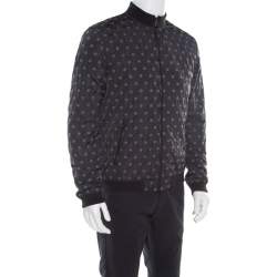 Pre Owned Dolce & Gabbana Black Polka Dot Embroidered Zip Front Bomber Jacket L