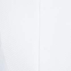 مملوكة مسبقًا Dolce & Gabbana Gold Optic White Cotton Textured Bib Detail Tuxedo Shirt M