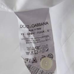 مملوكة مسبقًا Dolce & Gabbana Gold Optic White Cotton Textured Bib Detail Tuxedo Shirt M