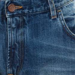 Pre Owned Dolce & Gabbana 14 Gold Indigo Light Wash Denim Distressed Straight Jeans XL 