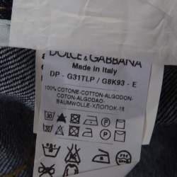 Pre Owned Dolce & Gabbana 14 Gold Indigo Faded Effect Denim Distressed Straight Fit Jeans XL