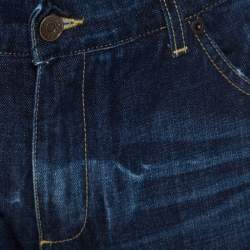 Pre Owned Dolce & Gabbana 14 Gold Indigo Faded Effect Denim Distressed Straight Fit Jeans XL