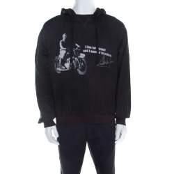 Pre Owned Dolce & Gabbana Dark Grey Steve McQueen Quote Print Ramie Hoodie L