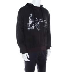 Pre Owned Dolce & Gabbana Dark Grey Steve McQueen Quote Print Ramie Hoodie L
