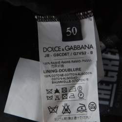 Pre Owned Dolce & Gabbana Dark Grey Steve McQueen Quote Print Ramie Hoodie L