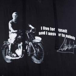 Pre Owned Dolce & Gabbana Dark Grey Steve McQueen Quote Print Ramie Hoodie L