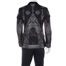 Pre Owned Dolce & Gabbana Black Cathedral Print Cotton Silk Tailored Blazer S