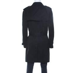 Dolce & Gabbana Black Cotton Double Breasted Belted Coat XXL 