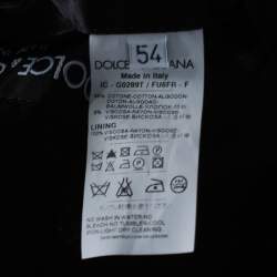 Dolce & Gabbana Black Cotton Double Breasted Belted Coat XXL 