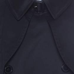 Dolce & Gabbana Black Cotton Double Breasted Belted Coat XXL 
