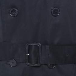 Dolce & Gabbana Black Cotton Double Breasted Belted Coat XXL 
