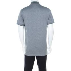 Pre Owned Dolce & Gabbana Grey Honeycomb Knit Embroidered Logo Polo T Shirt XXL