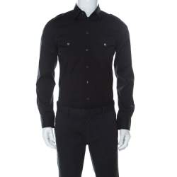 Pre Owned قميص دولتشي أند غابانا براد بأكمام طويلة خليط قطن أسود M