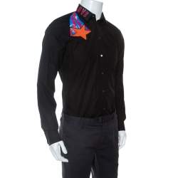 Pre Owned قميص دولتشي أند غابانا زخرفة ذهبية وتطريز قطن أسود M