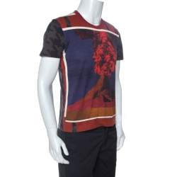 Pre Owned Dolce & Gabbana Multicolor Erupting Volcano Print Cotton T-Shirt S