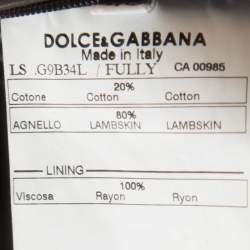 Pre Owned Dolce & Gabbana Brown Leather Zip Front Bomber Jacket M
