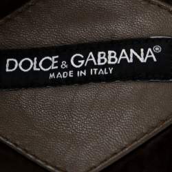 Pre Owned Dolce & Gabbana Brown Leather Zip Front Bomber Jacket M