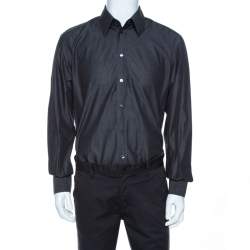 مملوكة مسبقًا Dolce & Gabbana Grey Chambray Cotton Tailored Fit Shirt XL