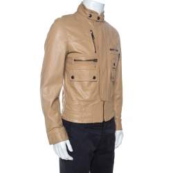 Pre Owned Dolce & Gabbana Brown Leather Bomber Jacket S