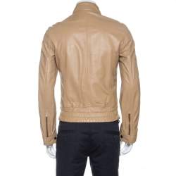 Pre Owned Dolce & Gabbana Brown Leather Bomber Jacket S